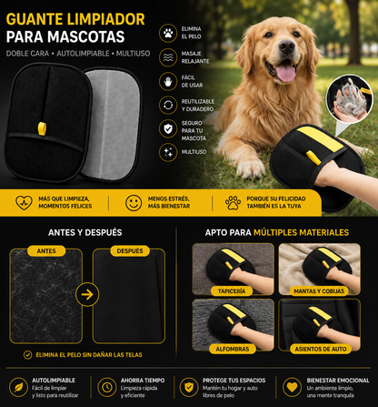 Guante removedor de pelo para mascotas